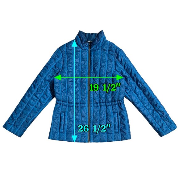 Cabi 914 Poseidon Teal Blue Quilted Zip Puffer Jacket Drawstring Pockets - Picture 3 of 9